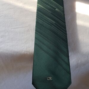 Oscar de la Renta Dark Green Striped Tie